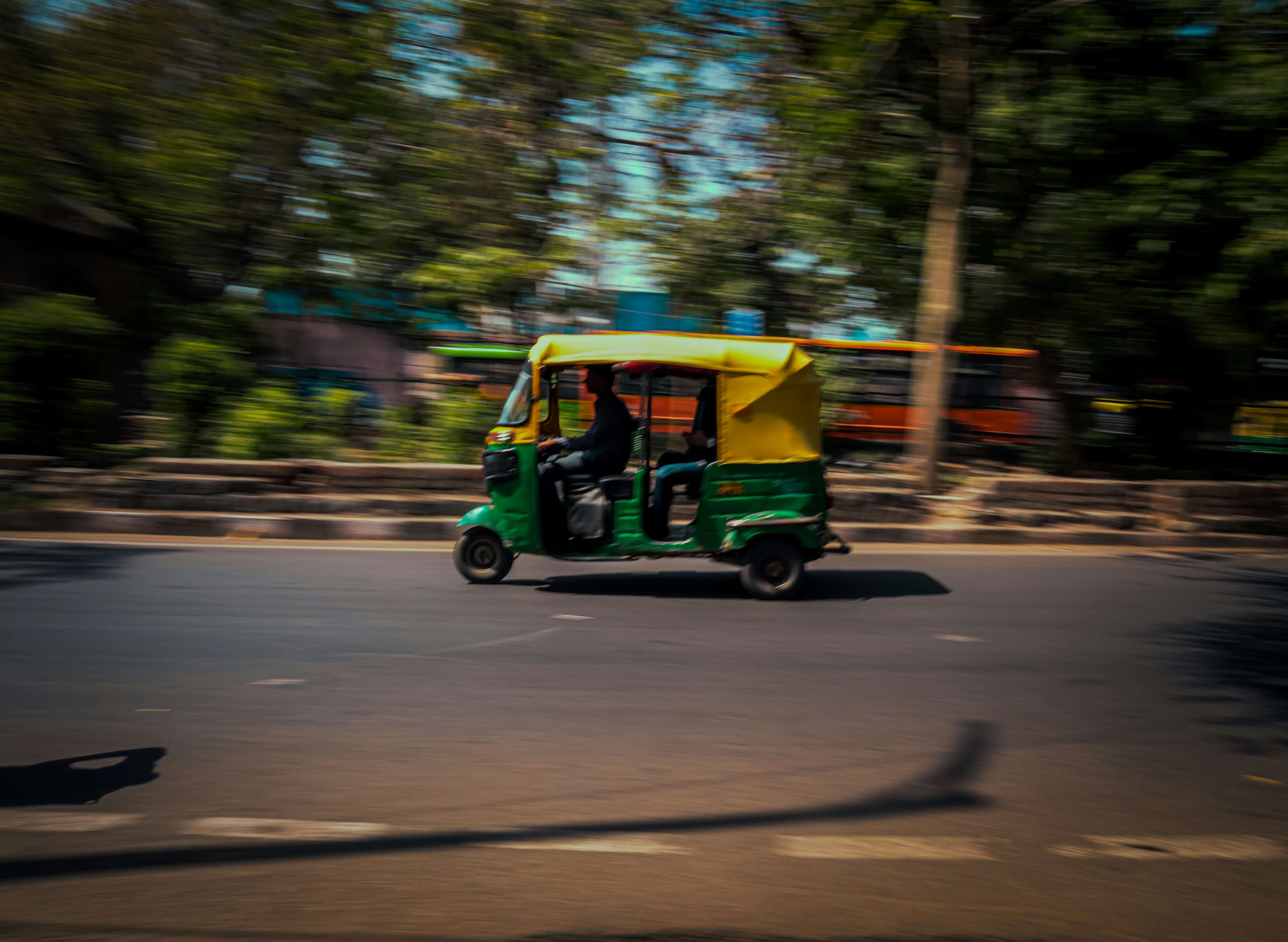 Auto-rickshaw on a rural Indian road